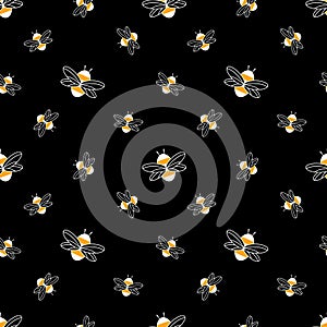 Dark bee seamless pattern