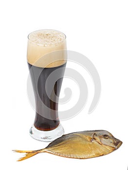 Dark beer with fish