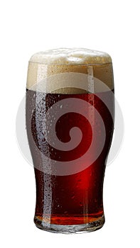 Dark beer in a glass isolated on white background Clipping path