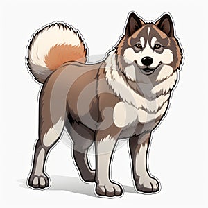 Dark Beige And Silver Husky Sticker Cartoon Vector