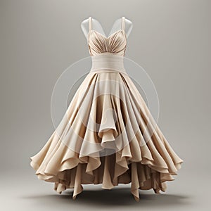 Dark Beige Wedding Gown For Sale - Hyper Realistic 3d Rendering Model