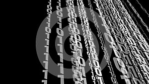 Dark binary code background for digital communication and data transmission