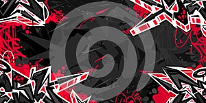 Dark Black Abstract Flat Urban Street Art Graffiti Style Vector Illustration Background Template