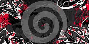 Dark Black Abstract Urban Street Art Graffiti Style Vector Illustration Background Template