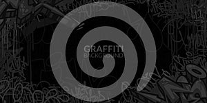 Dark Black Flat Abstract Hip Hop Street Art Graffiti Style Urban Calligraphy Vector Illustration Background Art