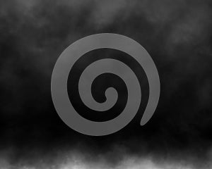 Dark black fog and smoke and mist effect on black background and Isolated white fog on the black background