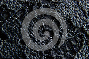 Dark black lace lace macro photo as background