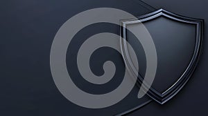 Dark black shield icon on background digital security symbolic black shield elegant design for robust defense