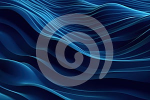 A dark blue abstract background featuring smooth, flowing waves