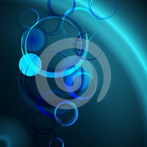 Dark Blue abstract background with grunge circles