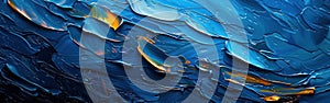 Dark Blue Abstract Painting Texture with Brushstrokes and Pallet Knife on Canvas - Colorful Background