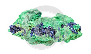 Dark blue azurite on a white background