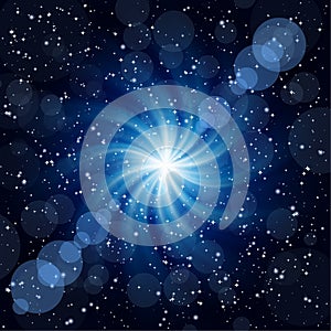 Dark blue background with big twirl Star.