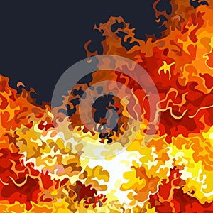 Dark blue background with bright raging fire