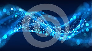 Abstract Blue Wave Formed by Glowing Digital Particles image