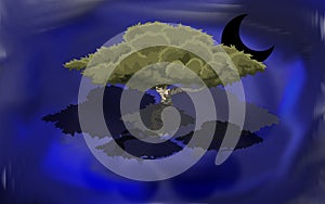 A dark horrer background with tree.