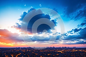 a dark blue cloud with a white light sky.