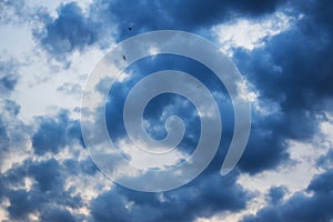 Dark blue clouds in the evening