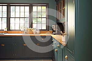 Dark blue country kitchen design, interior decor and house improvement, classic English in frame kitchen cabinets