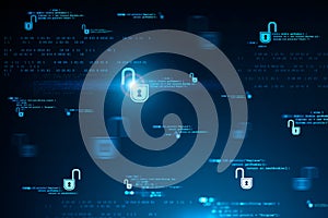 Dark blue cyber security interface