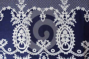 Dark blue fanric with sophisticated vintage print