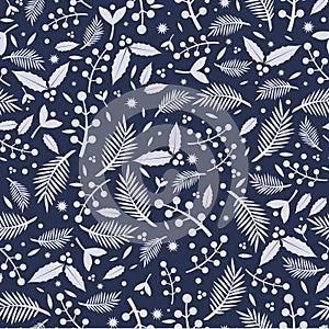 Dark Blue flat Christmas texture seamless