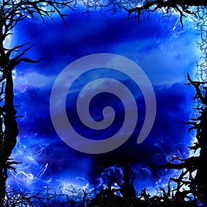 Dark blue forest square background frame