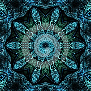 Dark blue fractal mandala