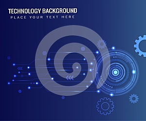 Dark blue futuristic and technology background, cyber concept innovation, line arrow gear element, vector illustration