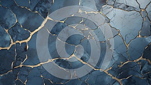 dark blue and gold marble surface background, in the style of wavy lines