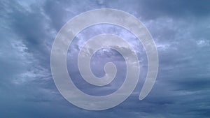 Dark blue and grey clouds in the sky