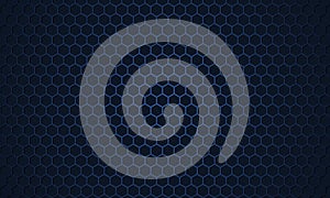 Dark blue hexagon carbon fiber metallic textured background.