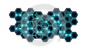 Dark Blue Hexagonal Tech Pattern Background, vector design Generative AI