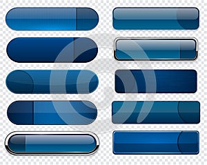 Dark-blue high-detailed modern web buttons.