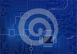 Dark blue illustration of circuit board / CPU close up as concept for digital transformation