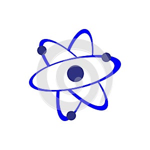 dark blue isolated atom illustration on clean white