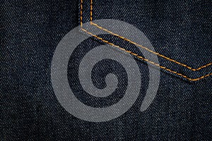 Dark blue jeans texture background with pocket