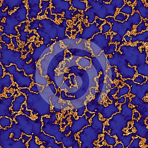 Dark blue marble seamless pattern, Marble with gold glitter veins. Dark blue marble background, Bitmap image