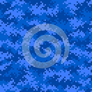 Dark blue military camouflage pixel pattern seamlessly tileable