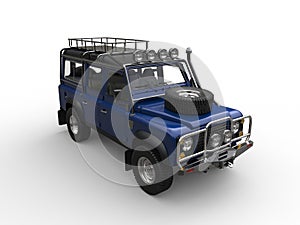 Dark blue off road vehicle