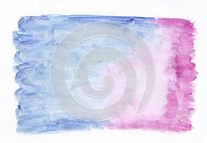 Dark blue and pink mixed two-tone watercolor horizontal gradient background. It`s useful for greeting cards, valentines