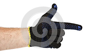 Dark blue protective cloth gloves with hand, handyman equipment