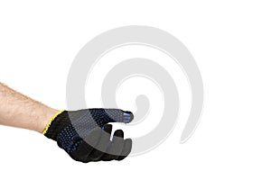 Dark blue protective cloth gloves with hand, handyman equipment