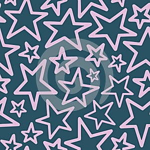 Dark blue purple star seamless pattern background
