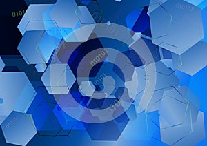 Dark Blue Random Hexagon Shape Background Vector Image