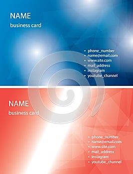 Dark blue and red business cards with geometric abstractions - vector illustration