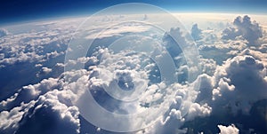 Dark blue sky and clouds with wide angle stratosphere view.Macro.AI Generative