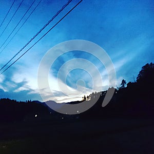 Dark blue sky after sunset