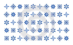 Dark blue snowflakes on a white background. Desktop Wallpaper. The design of the snowflakes