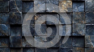 Dark Blue Stone Cubes Texture Background